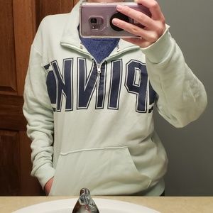 PINK midzip in light mint